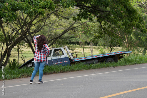 young girl crash on the road