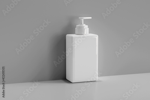 Square Pump Bottle 3D Rendering photo