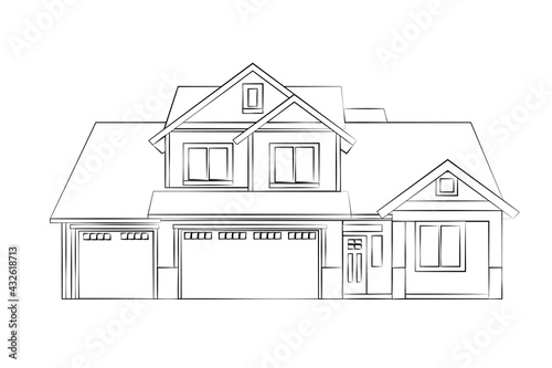 building,  home or house illustration , architecture concept drawing -