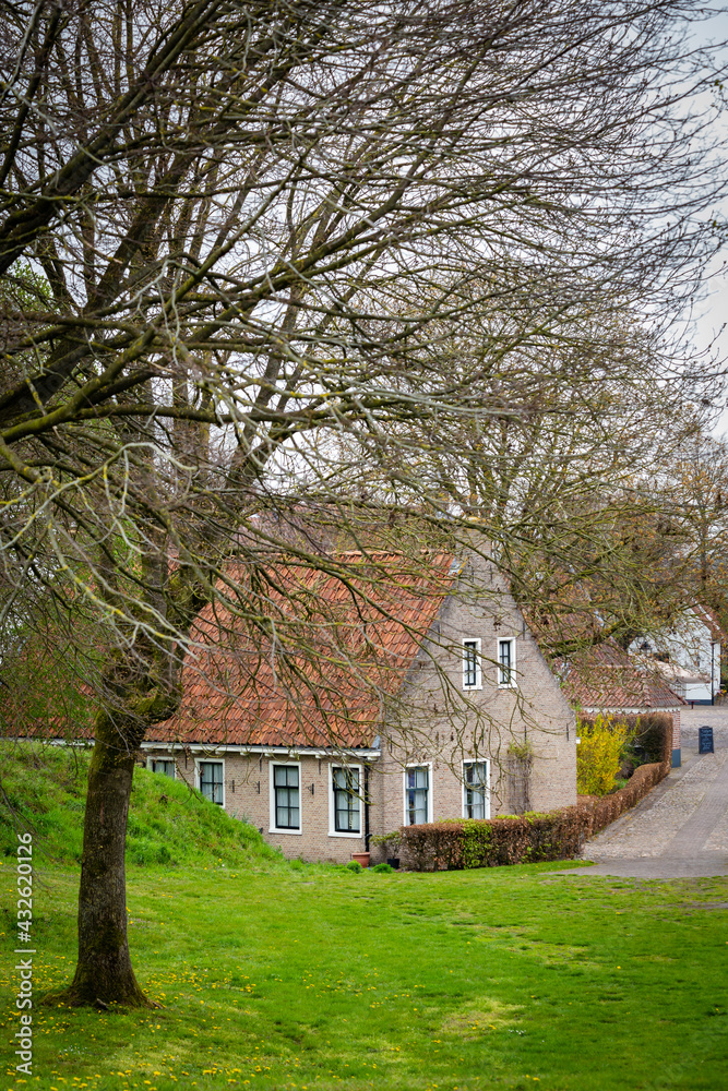 Street view of the Dutch fortified little village Bourtange in Westerwolde, Groningen in The Netherlands Street view of the Dutch fortified little village Bourtange in Westerwolde, Groningen in The Netherlands