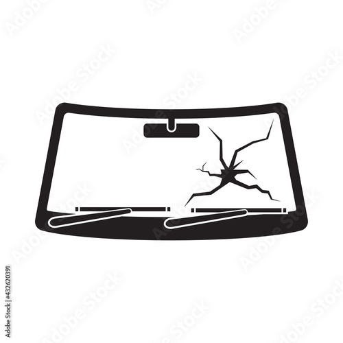 broken windshield icon isolated on white background vector illustration.