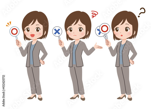 回答するビジネスウーマンのイラスト