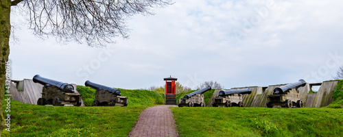 Street view of the Dutch fortified little village Bourtange in Westerwolde, Groningen in The Netherlands photo