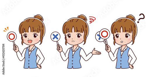 回答するビジネスウーマンのイラスト