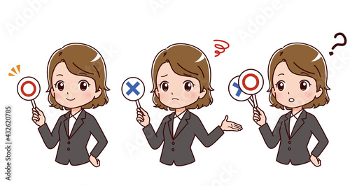 回答するビジネスウーマンのイラスト