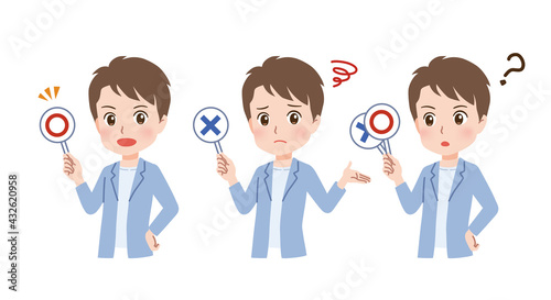 回答する若い男性のイラスト
