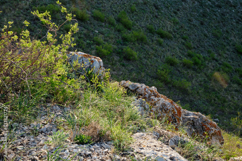 Foto The landscape of the spring mountains of the South Urals illuminated by the sun