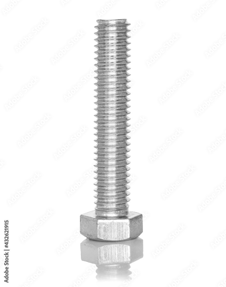 Steel bolt isolated on white background
