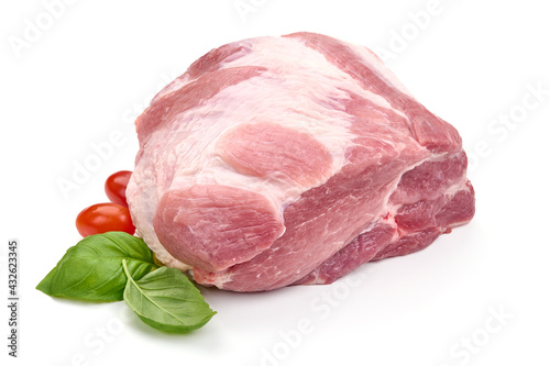 Fresh pork meat, isolated on a white background. High resolution image