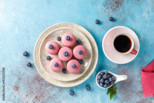 Macaroons with blueberries.