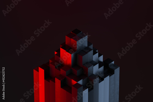Abstract 3d rendering of geometric shapes. Composition with squares. Cube design. Modern background for poster, cover, branding, banner, placard. (ID: 432623752)