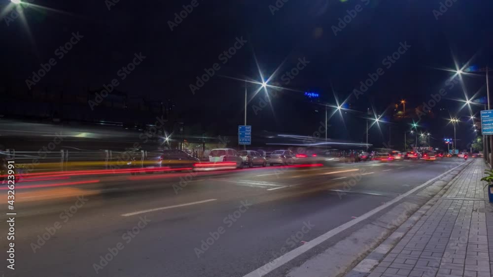 Busy Traffic Passing over a Bridge in the Urban part of an Indian City, India