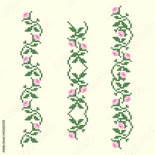 vector art cross stitch floral ornament