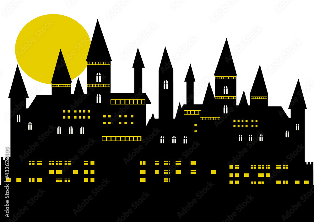 イラスト素材 クラシカルでかわいいお城と月のイラスト Stock Illustration Adobe Stock