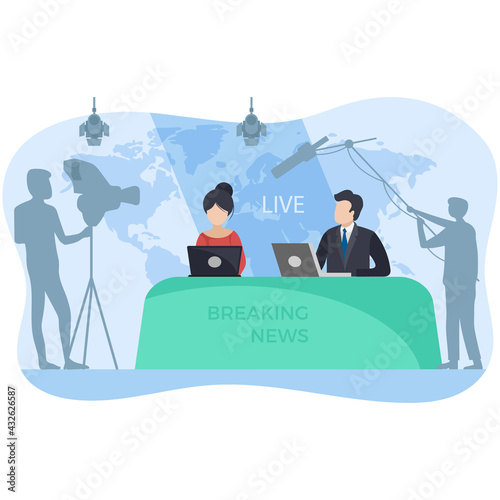 News anchors siting in News studio