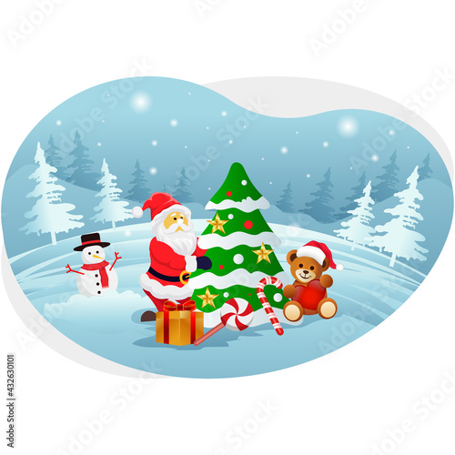 Santa decorating Christmas tree © Graphic Mall