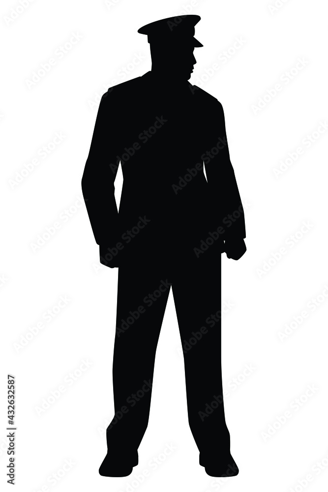 Soldier officer silhouette on white background Soldier officer silhouette on white background