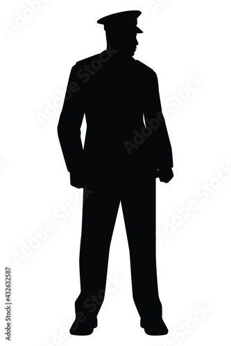 Soldier officer silhouette on white background