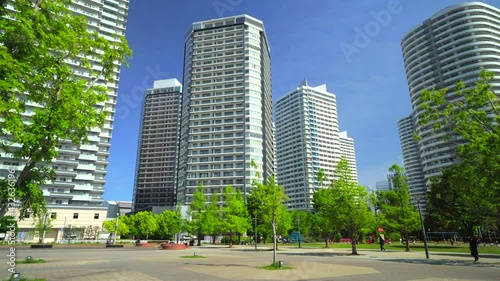 タワーマンションと新緑