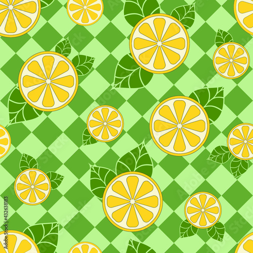 Seamless pattern with lemon slices