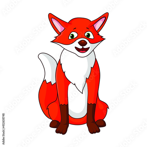 An adult male red fox, sitting. Vector illustration.