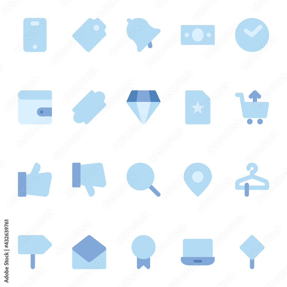 Blue flat icons for black friday. Blue flat icons for black friday.