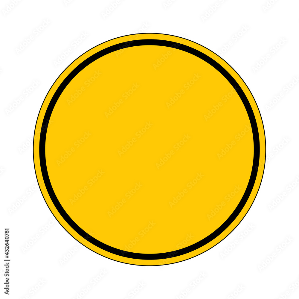 Blank caution round sign vector design template isolated on white background. Illustration of circle warning sign with empty space inside. Attention. Danger zone. Other danger.