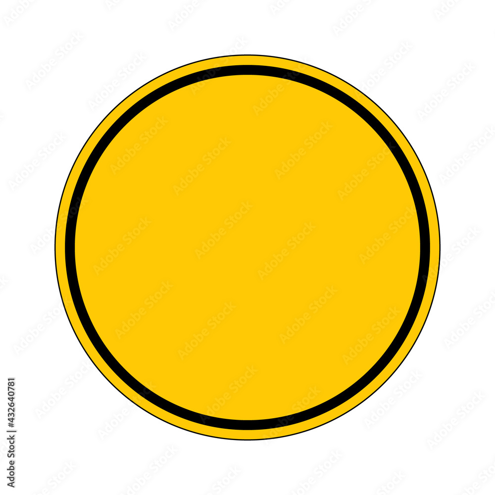 Blank caution round sign vector design template isolated on white background. Illustration of circle warning sign with empty space inside. Attention. Danger zone. Other danger. Blank caution round sign vector design template isolated on white background. Illustration of circle warning sign with empty space inside. Attention. Danger zone. Other danger.