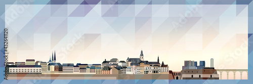 Luxembourg City skyline vector colorful poster on beautiful triangular texture background