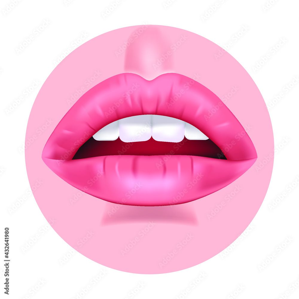 Obraz premium Female lips with open mouth. Vector illustration