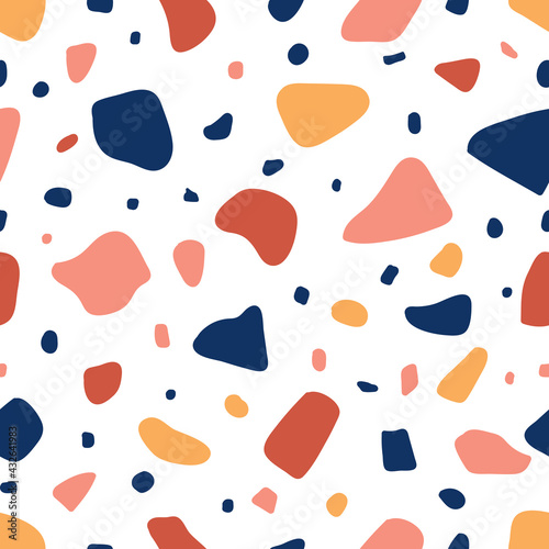 Colorful venetian terrazzo seamless pattern. Texture with stone fragments. decoration. Abstract vector illustration.