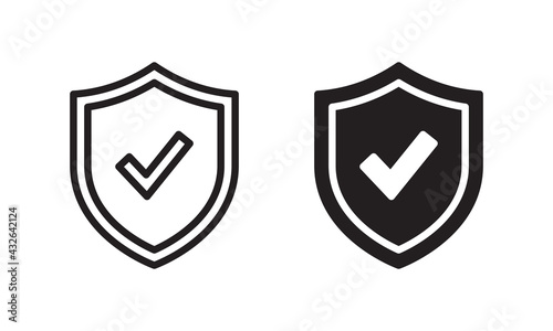 Shield with check mark icon vector for web site