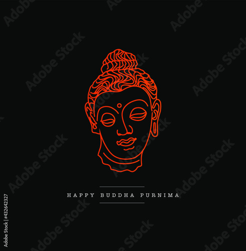 Lord Buddha face line drawing illustration. Happy Buddha Purnima Vector.