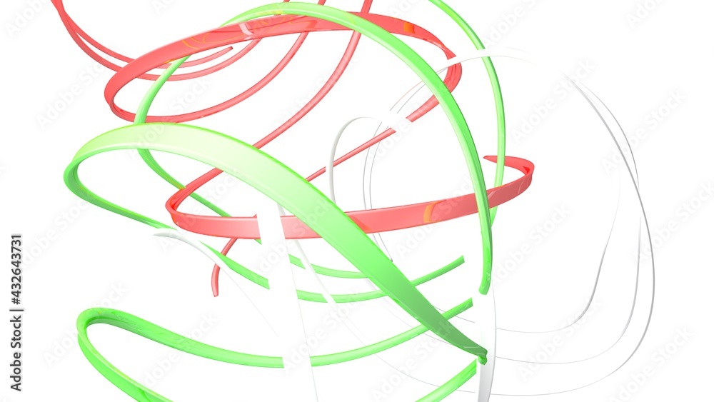 Italian flag abstract ribbons on white background - 3D rendering illustration Italian flag abstract ribbons on white background - 3D rendering illustration