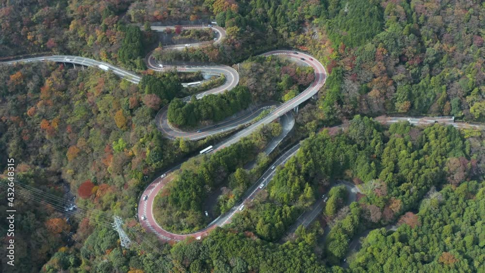 Winding road in Hakone Japan aerial view Winding road in Hakone Japan aerial view