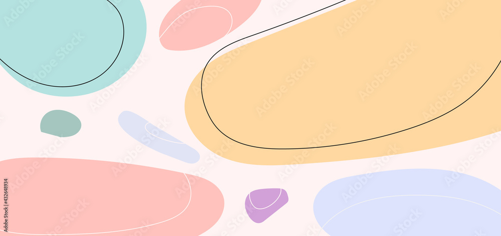 Abstract Pastel Background. Hand drawn design minimal trendy style.