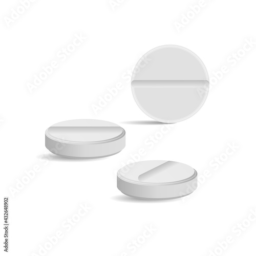 White medicine pills, vector art illustration.