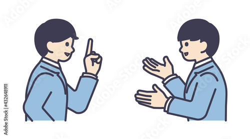 ディスカッションをする男性のイラスト素材