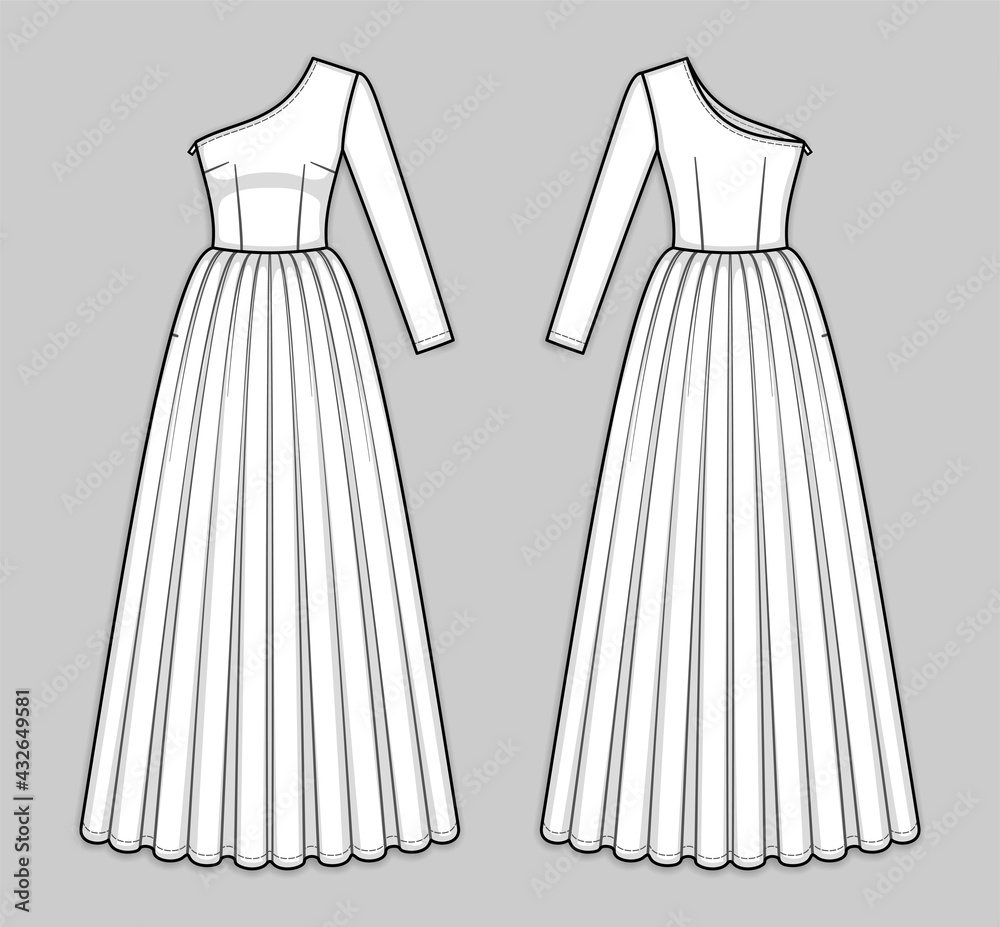 Skirt side knife pleat technical fashion Vector Image