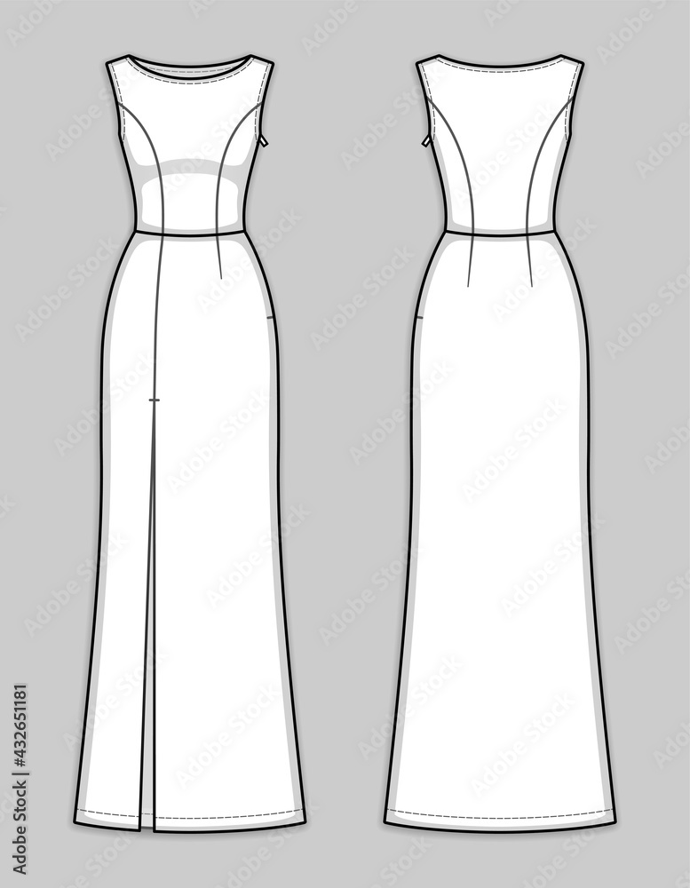 Premium Vector | Dress fashion flat sketch template