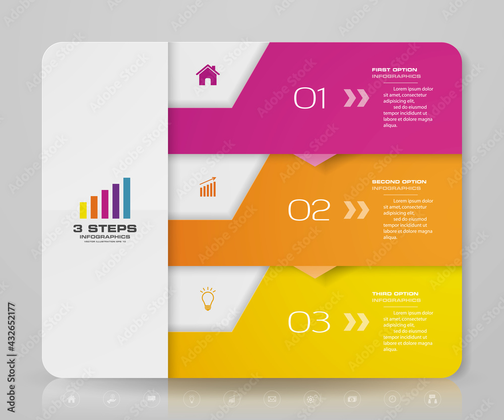 3 steps infographics chart design element. For data presentation. Stock ...
