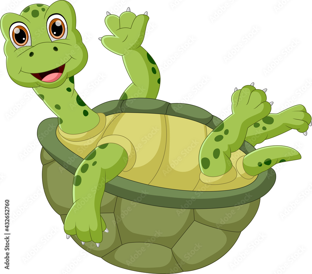 Fototapeta premium cartoon cute turtle waving