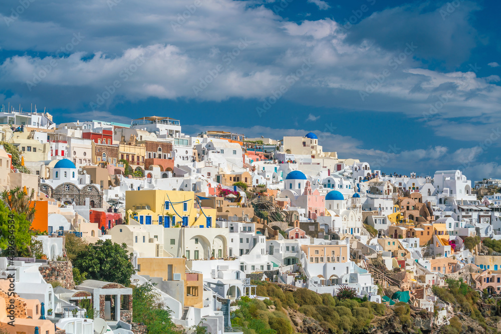 Cityscape of Oia town in Santorini island, Greece