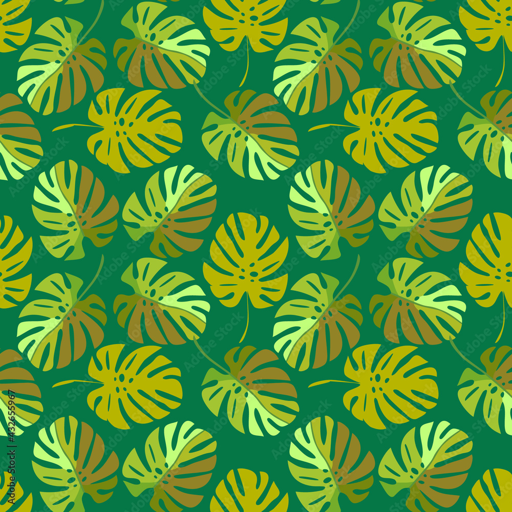 Monstera leaves seamless pattern. Monstera leaves seamless pattern.
