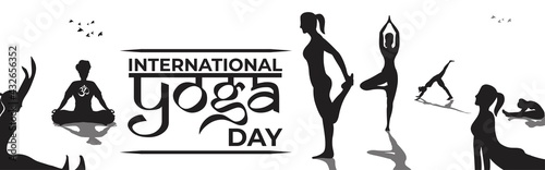 Vector illustration of International Yoga day concept banner, 21 June.