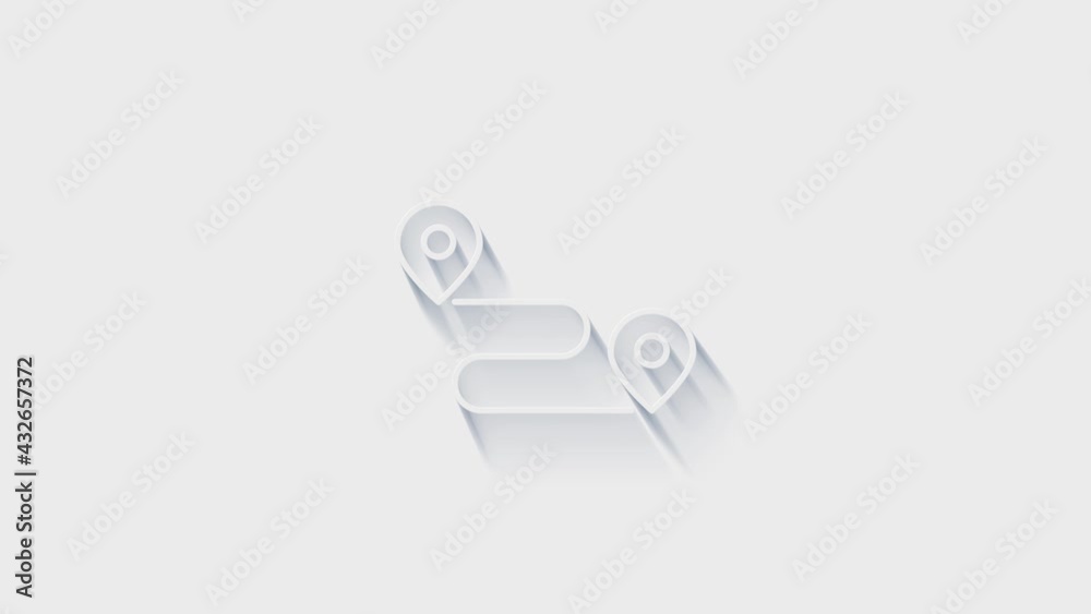 Map navigation 3D shadow icon isolated on white background. Outline web icon. Motion graphics. Map navigation 3D shadow icon isolated on white background. Outline web icon. Motion graphics.