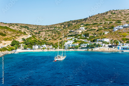 Agathonisi Island beach view in Greece Agothonisi is a small island in Aegean Sea.