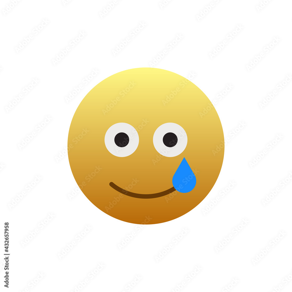 Yellow smiley crying emoticon isolated on white background. Emoji symbol modern, simple, vector, icon for website design, mobile app, ui. Vector Illustration