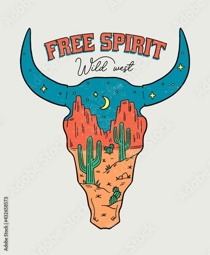 Western theme vector cowboy boot illustration for t-shirt prints, posters and other uses.