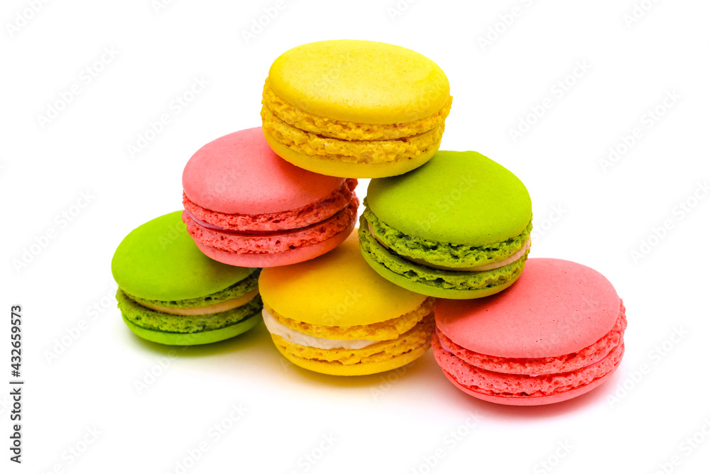color macaron cakes on a white background color macaron cakes on a white background